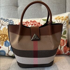 Elegant Brown and Pink Designer Tote Bag